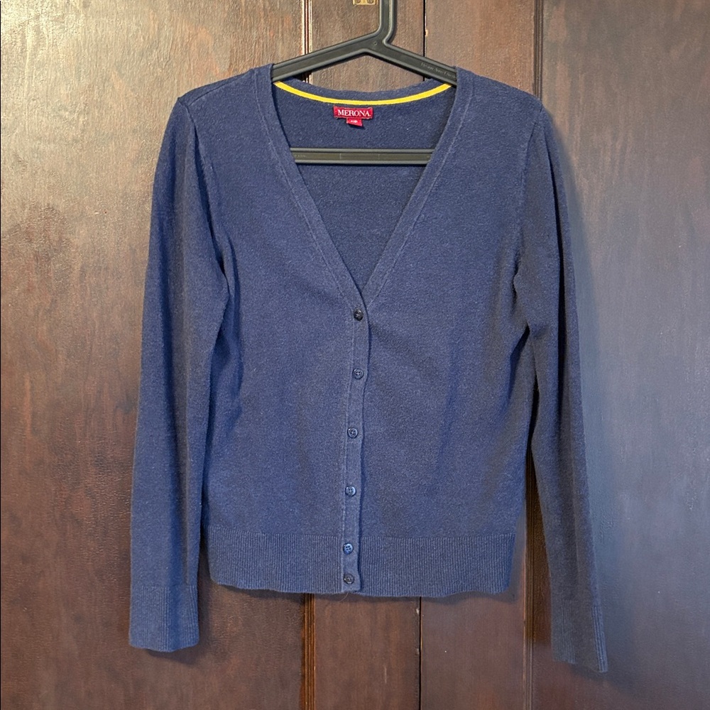 Merona Navy Sweater with Yellow Trim